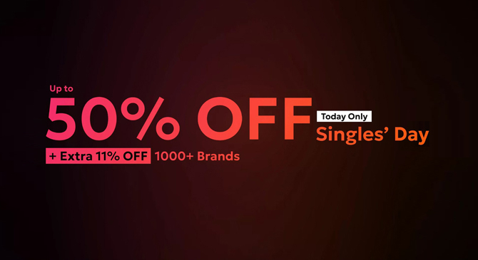 Debenhams網(wǎng)站Singles' Day5折大促專場(chǎng)活動(dòng)，品牌款額外11%折扣優(yōu)惠